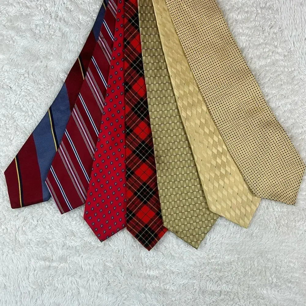 Red‎ and gold necktie lot - bundle of 7 ties silk